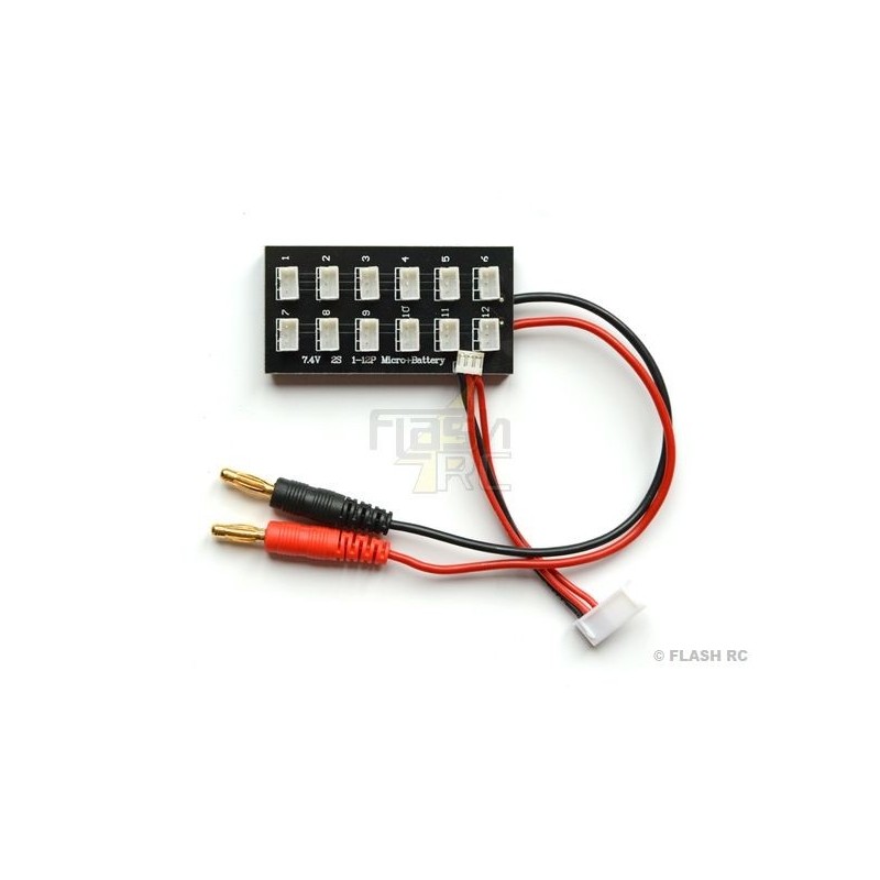 Für Batterien des Typs E-FLITE/BLADE/NINE EAGLE - Ladeplatine für bis zu 12 2S-Batterien mit UMX-Stecker - FLASH RC