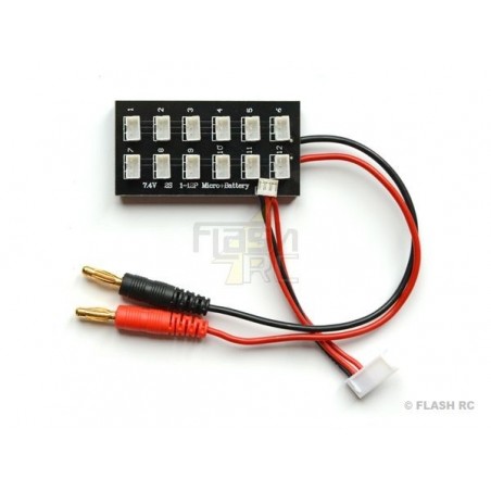 Für Batterien des Typs E-FLITE/BLADE/NINE EAGLE - Ladeplatine für bis zu 12 2S-Batterien mit UMX-Stecker - FLASH RC