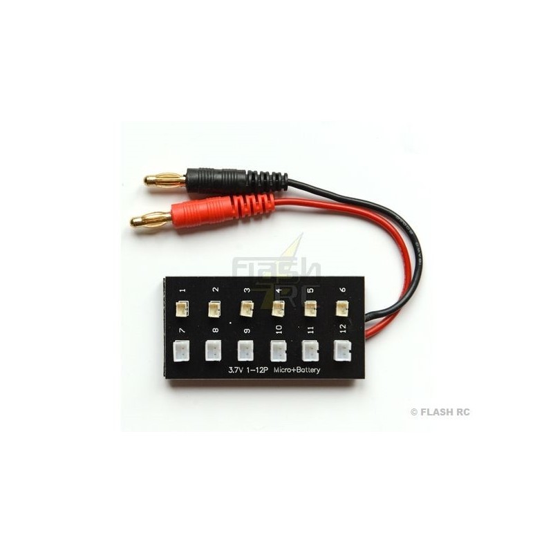 Für Batterien des Typs E-FLITE/BLADE/NINE EAGLE - Ladeplatine für bis zu 12 Batterien 1S Steckdose Typ MCX und MCPX - FLASH RC