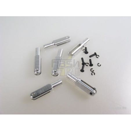 2143AL - Chape alu M2.5 L:23mm  axe:1.6mm (6 pcs) Mp Jet - FLASH RC