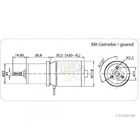 Motores reducidos - A20-6XL 10-Pole EVO Hacker + Maxon 4.4:1 gearbox - FLASH RC