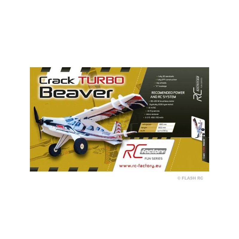 Avion RC Factory Crack Turbo Beaver rouge/noir 'FUN SERIES' env.0.80m - FLASH RC