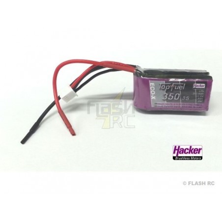 Batteries de propulsion avions RC - Batterie Lipo Hacker TopFuel Eco-X, lipo 3S 11.1V 350mAh 25C fils nus - FLASH RC