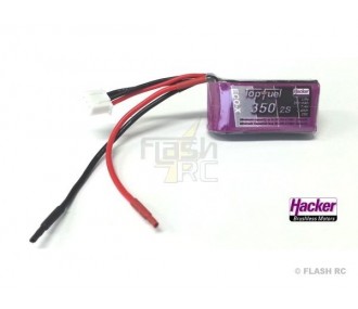 RC aircraft propulsion batteries - Lipo Hacker TopFuel Eco-X 2S 7.4V 350mAh 25C bare wire battery - FLASH RC