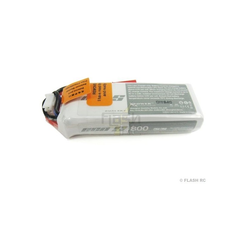 Baterías de propulsión de aviones RC - Batería Dualsky, lipo 2S 7.4V 800mAh 25C jst-bec plug - FLASH RC