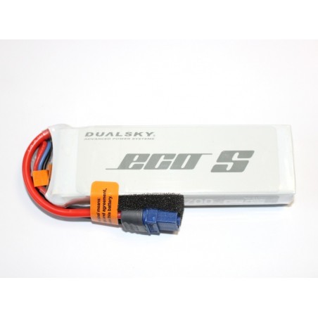 RC aircraft propulsion batteries - Dualsky battery, lipo 2S 7.4V 2700mAh 25C socket XT60 - FLASH RC