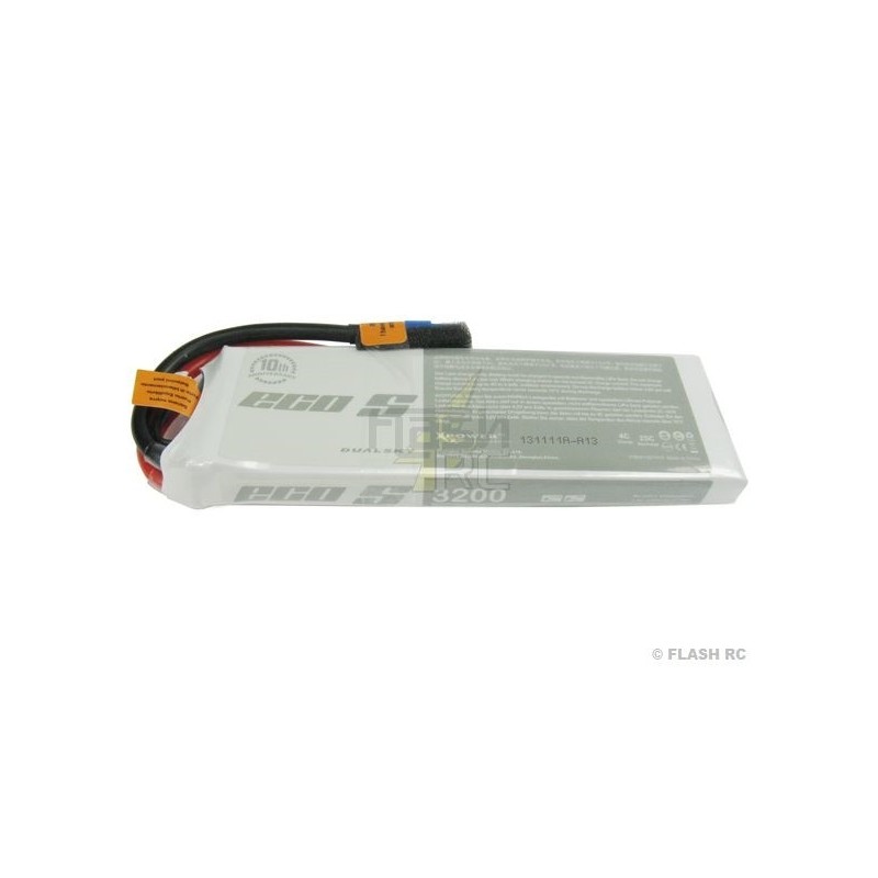 Batterie Dualsky, lipo 2S 7.4V 3200mAh 25C prise XT60 bleue - FLASH RC