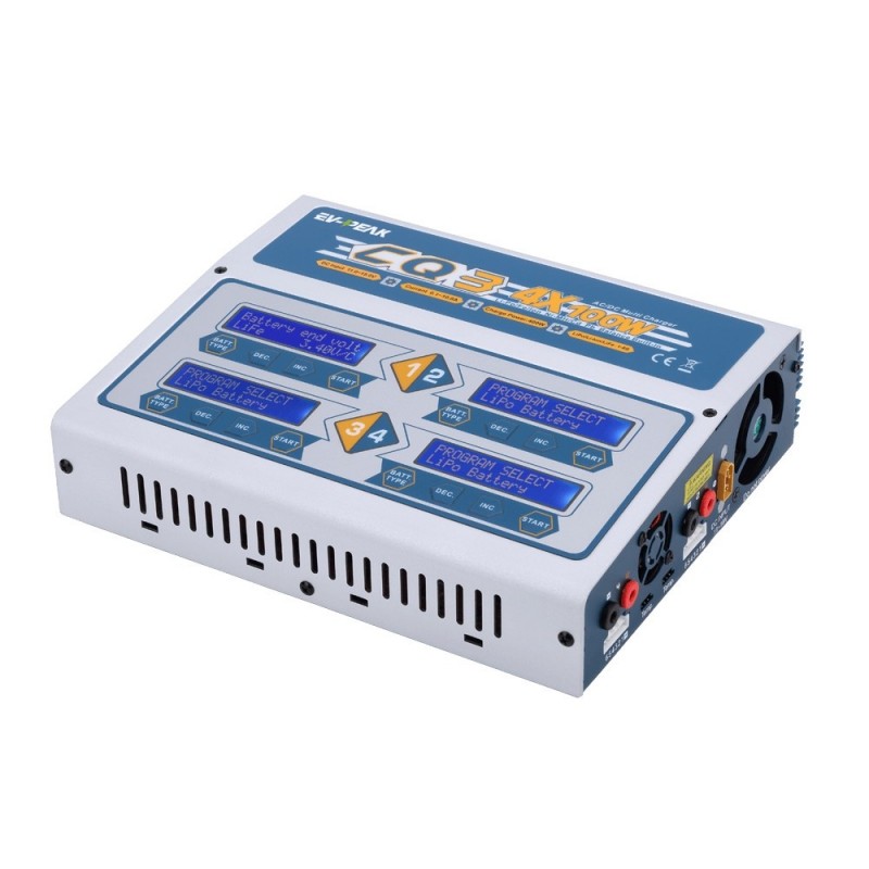 Chargeurs - Chargeur CQ3 4x100W 12V/220V EV PEAK - FLASH RC
