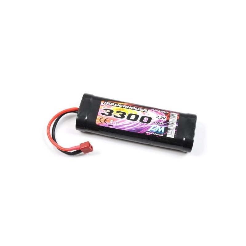 Batteries voitures et bateaux RC - Batterie NiMh 7.2V 3300mAh Deans T2M - FLASH RC