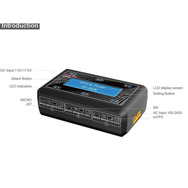 Chargers - UP-S6AC 6x1S LiPo/LiHV Charger 6x4.35W/1A AC/DC Ultra Power - FLASH RC