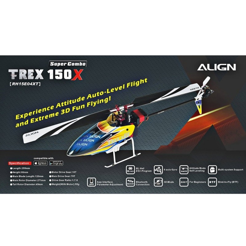 RC helicopters - ALIGN T-REX 150X DFC Super Combo - BTF RH15E04X - FLASH RC