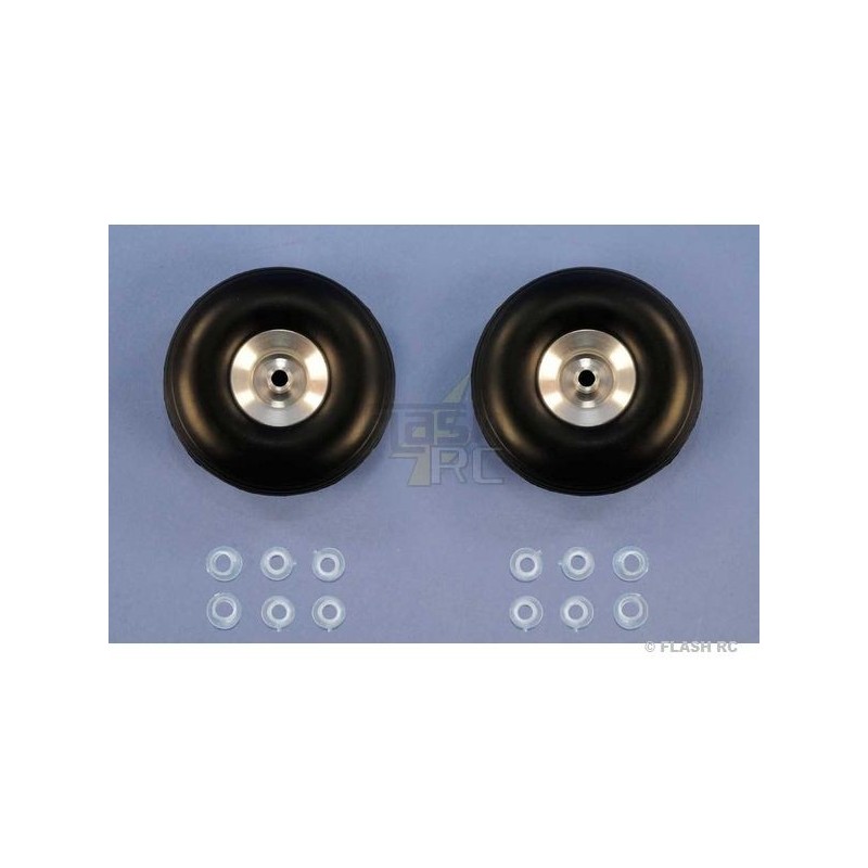 Paire roues ballon Ø102x36mm (moyeu alu) - FLASH RC