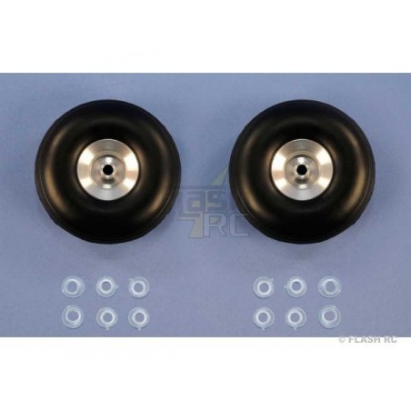 Ruedas - Par de ruedas balón Ø102x36mm (buje de aluminio) - FLASH RC