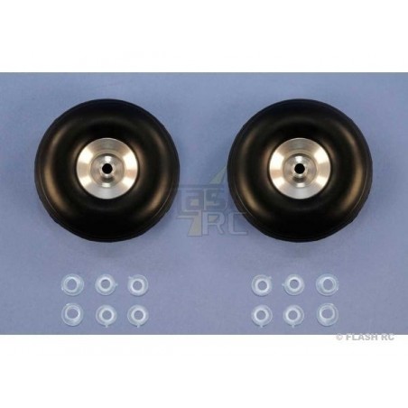 Paire roues ballon Ø38x14mm (moyeu alu) - FLASH RC