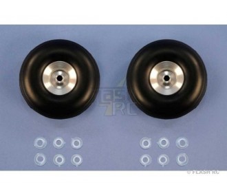 Ruedas - Par de ruedas balón Ø63x22mm (buje de aluminio) - FLASH RC 2
