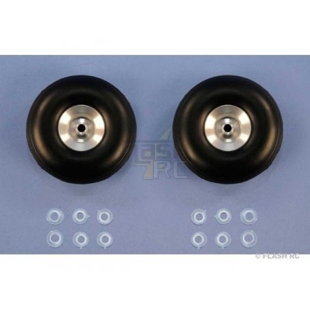 Ruedas - Par de ruedas balón Ø70x25mm (buje de aluminio) - FLASH RC