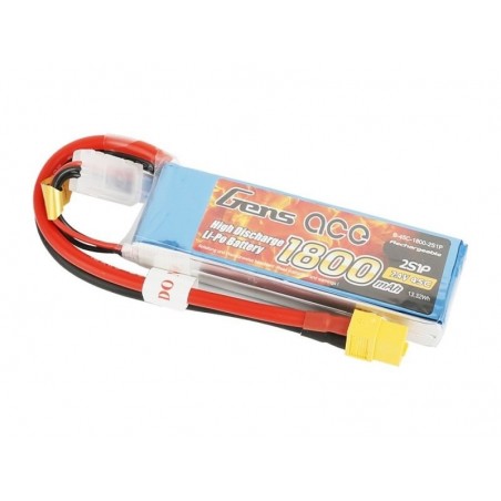 Batteries de propulsion avions RC - Batterie Gens ace lipo 2S 7.4V 1800mAh 45C prise XT60 - FLASH RC