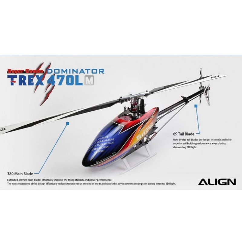 Hélicoptères RC - Align T-Rex 470LM Dominator Combo 6S sans gyro - FLASH RC