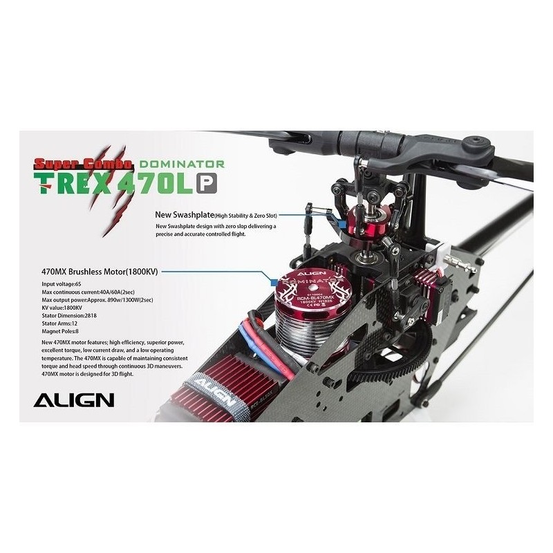 RC Helicopters - Align T-Rex 470LP Dominator Combo RH47E05X - FLASH RC