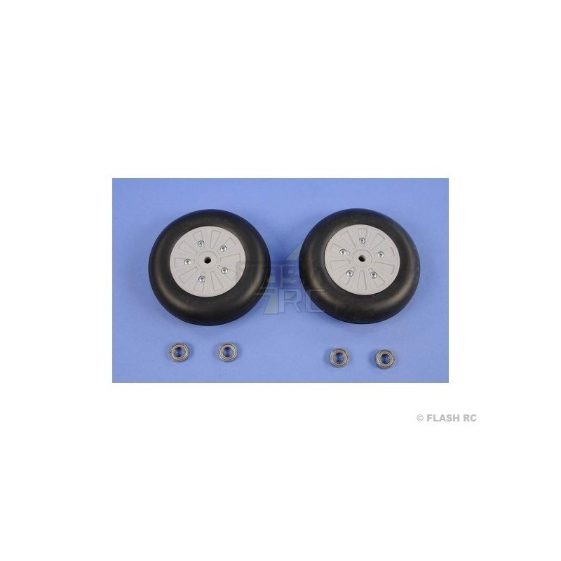 Roues - Paire roues NoNa Ø105x35mm + roulements - FLASH RC