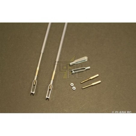 Komplettgestänge - Flexibles Komplettgestänge mit CAP 0.8x65mm + Endstücke + Gabelköpfe M2 - KAVAN - FLASH RC