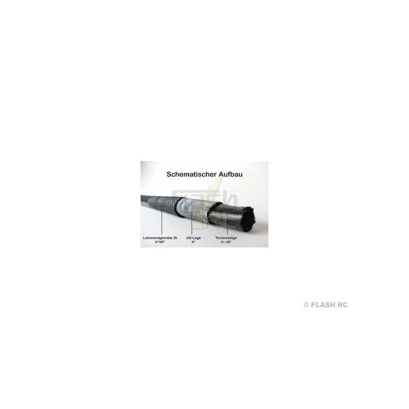 Braided R&G (epoxy resin) - Braided carbon tube Ø6x4x1000mm (Taffeta 3k) R&G - FLASH RC