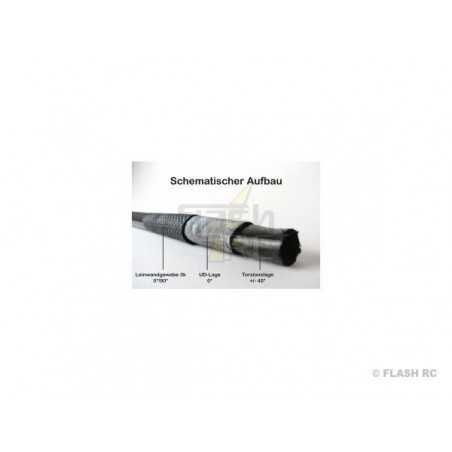 Tressé R&G (résine epoxy) - Tube carbone tressé Ø14x12x1000mm (Taffetas 3k) R&G - FLASH RC