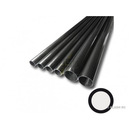 Tressé R&G (résine epoxy) - Tube carbone tressé Ø20x18x1000mm (Taffetas 3k) R&G - FLASH RC