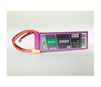 Batterie di propulsione per aerei RC - Lipo Hacker TopFuel Eco-X MTAG 2S 7.4V 3000mAh 20C XT60 socket - FLASH RC