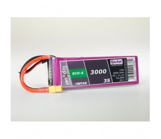 RC aircraft propulsion batteries - Lipo Hacker TopFuel Eco-X MTAG 3S 11.1V 3000mAh 20C XT60 socket - FLASH RC