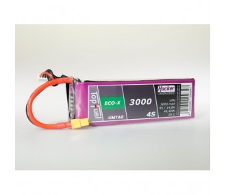 Batterien für den Antrieb von RC-Flugzeugen - Lipo Akku Hacker TopFuel Eco-X MTAG 4S 14.8V 3000mAh 20C Stecker XT60 - FLASH RC