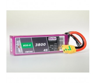 Batteries de propulsion avions RC - Batterie Lipo Hacker TopFuel Eco-X MTAG 4S 14.8V 3800mAh 20C Prise XT90S - FLASH RC