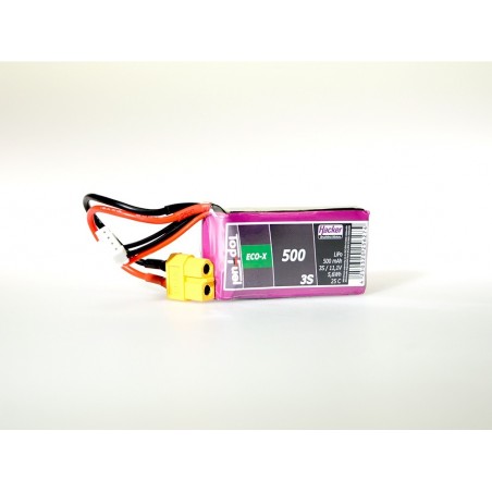 RC Flugzeug Antriebsbatterien - Lipo Akku Hacker TopFuel Eco-X 3S 11.1V 500mAh 25C Prise XT60 - FLASH RC