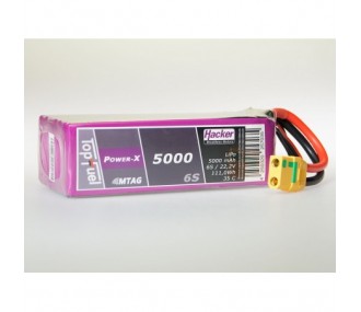 RC aircraft propulsion batteries - Lipo Hacker TopFuel Power-X MTAG 6S 22.2V 5000mAh 35C XT90S socket - FLASH RC