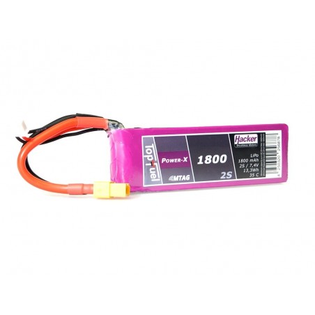 RC Flugzeug Antriebsbatterien - Lipo Akku Hacker TopFuel Power-X MTAG 2S 7.4V 1800mAh 35C Prise XT60 - FLASH RC