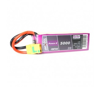 Batteries de propulsion avions RC - Batterie Lipo Hacker TopFuel Power-X MTAG 3S 11.1V 5000mAh 35C Prise XT90S - FLASH RC