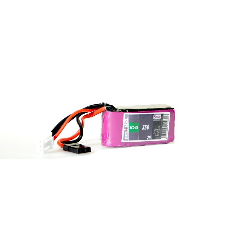 Baterías Receptor - Lipo 2S 7.4V 350mAh 25C TopFuel ECO RX Hacker Battery - FLASH RC