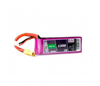 RC aircraft propulsion batteries - Lipo Hacker TopFuel Eco-X MTAG 2S 7.4V 1300mAh 25C XT60 socket - FLASH RC
