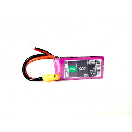 RC aircraft propulsion batteries - Lipo Hacker TopFuel Eco-X 2S 7.4V 900mAh 25C XT60 socket - FLASH RC