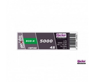 Batterien für den Antrieb von RC-Flugzeugen - Lipo Akku Hacker TopFuel Eco-X MTAG 4S 14.8V 5000mAh 20C Prise XT90S - FLASH RC