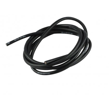Cables for batteries, motors, etc... - Silicone cable 1.5mm² Black - 1m Amass - FLASH RC