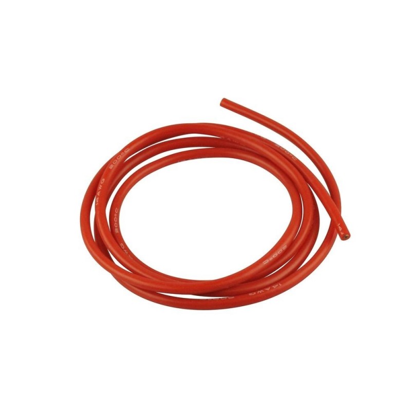 Cables pour batteries, moteurs, etc... - Câble silicone 2.5mm²  rouge - 1m Amass - FLASH RC
