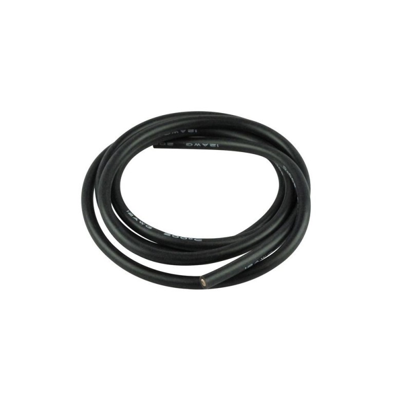 Cables pour batteries, moteurs, etc... - Câble silicone 4mm²  Noir - 1m Amass - FLASH RC