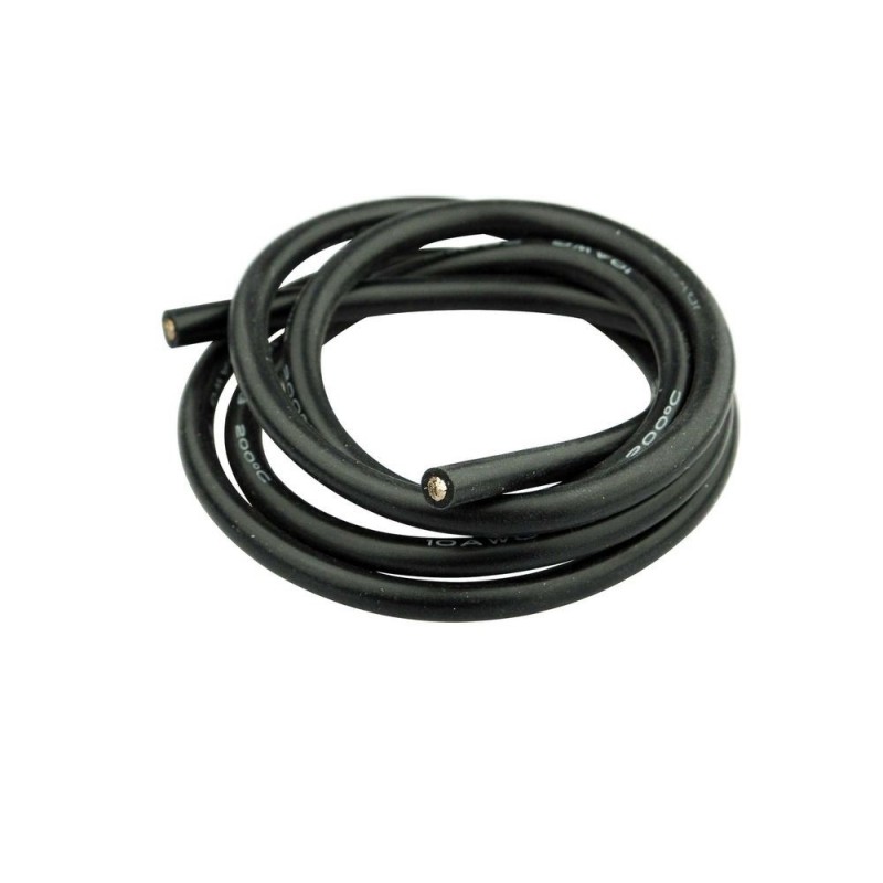 Cables for batteries, motors, etc... - Silicone cable 6mm² Black - 1m Amass - FLASH RC
