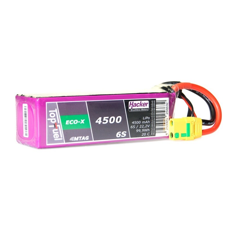 Batterie di propulsione per aerei RC - Lipo Hacker TopFuel Eco-X MTAG 6S 22.2V 4500mAh 20C XT90S presa - FLASH RC
