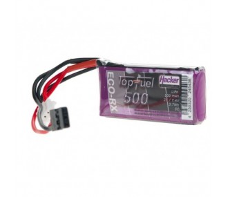 Receiver batteries - Lipo 2S 7.4V 500mAh 5C TopFuel ECO RX Hacker - FLASH RC