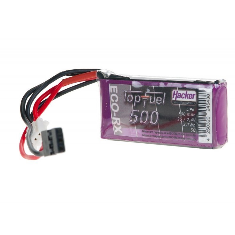 Batterie ricevitore - Lipo 2S 7.4V 500mAh 5C TopFuel ECO RX Hacker Batteria - FLASH RC